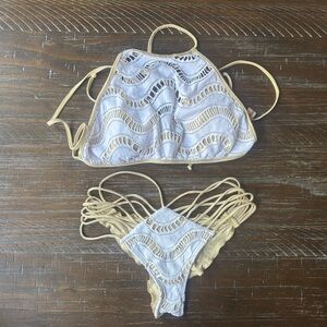 Luli Fama | Crochet Illusion Halter Top Bikini